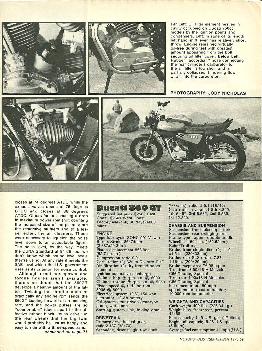 Ducati 860GT technical specifications